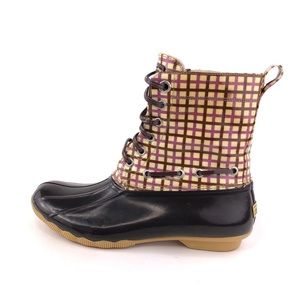 Sperry Shearwater Plaid Rain Duck Boots 9
